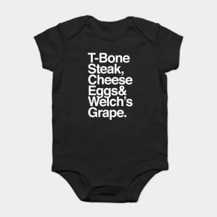 Guest Check - T-Bone Steak, Cheese Eggs, Welch's Grape Baby Bodysuit